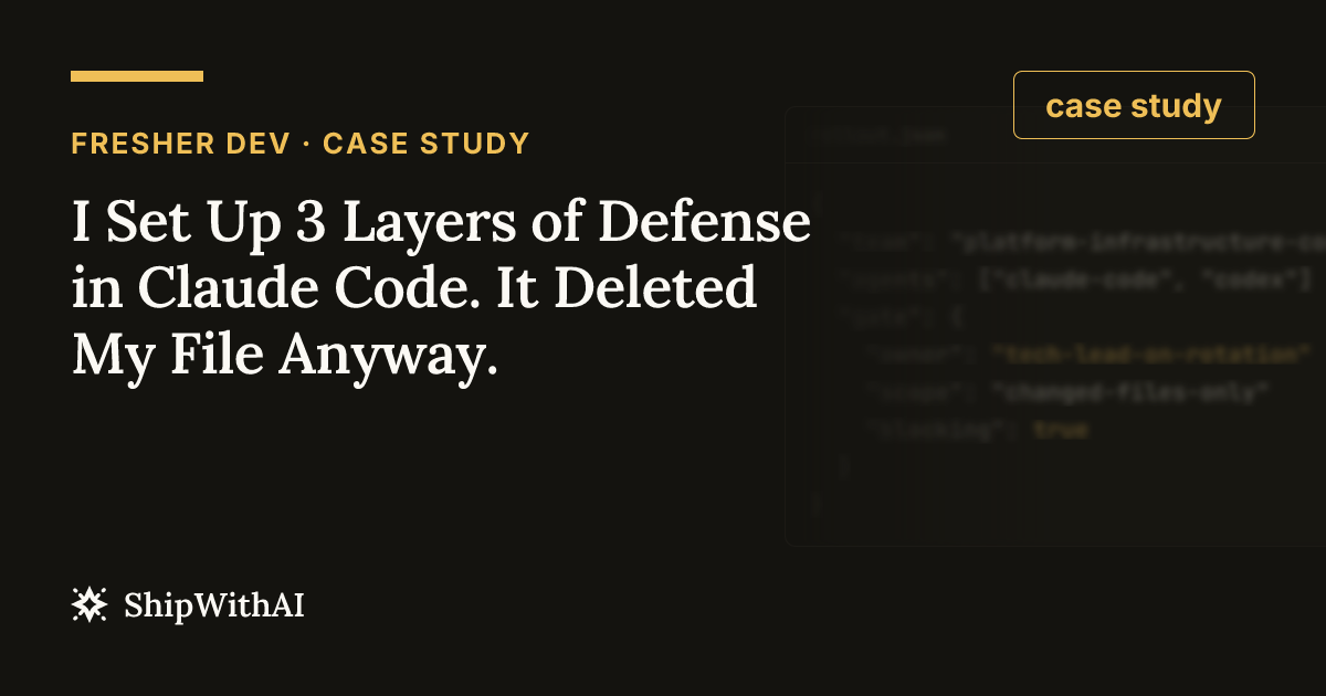 I Set Up 3 Layers of Defense in Claude Code. It Deleted My File Anyway.