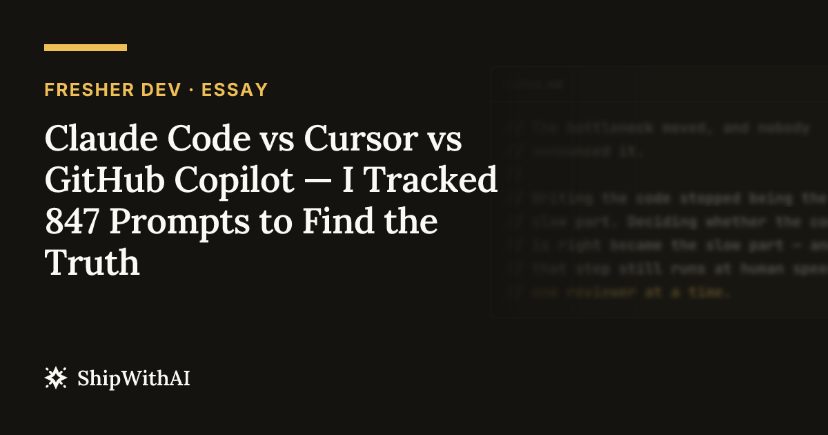 Claude Code vs Cursor vs GitHub Copilot — I Tracked 847 Prompts to Find the Truth