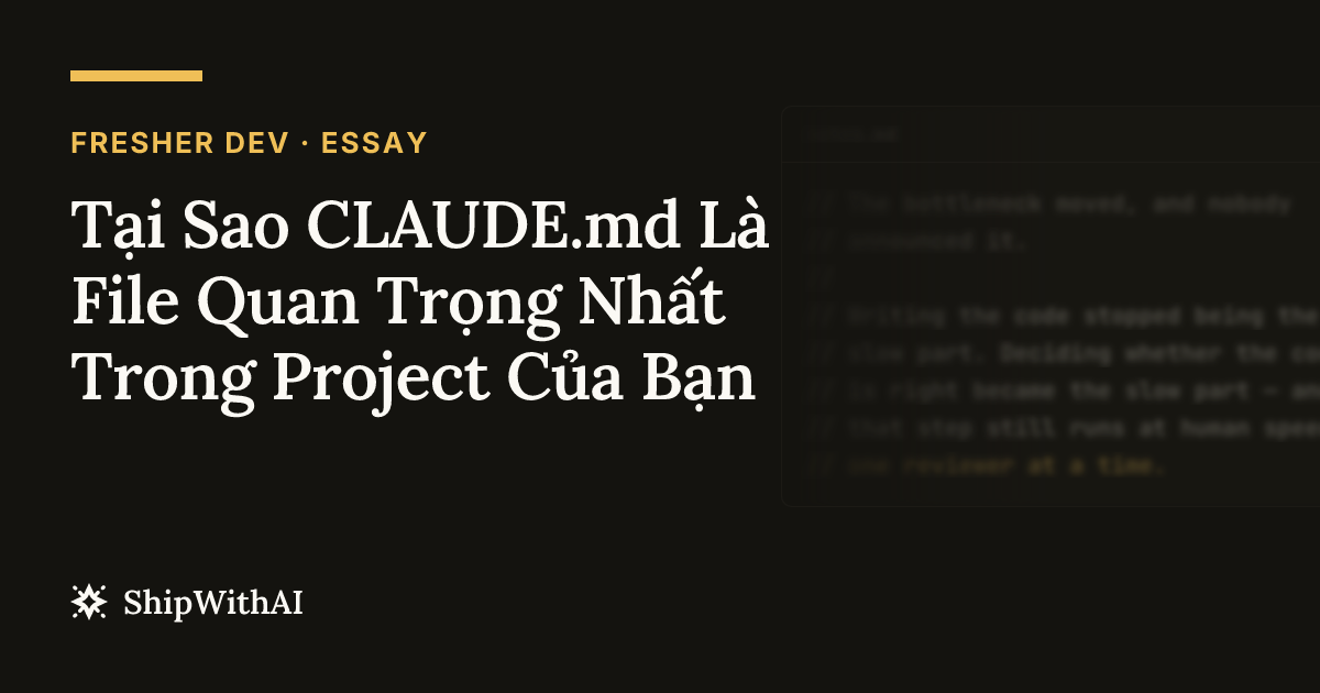 Tại Sao CLAUDE.md Là File Quan Trọng Nhất Trong Project Của Bạn